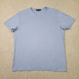 Robert Barakett T Shirt Mens Large Blue V Neck Short Sleeve Pima Cotton